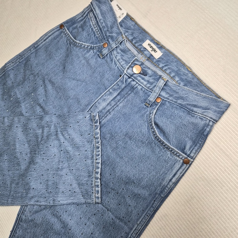 WRANGLER Sunset Rhinestone Mid Rise Straight Jeans size 26x32 NWT